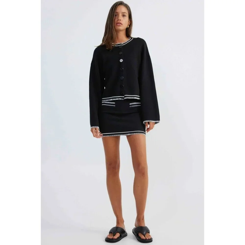 SNDYS Daphne Cardigan in Black Medium New Womens Knit Sweater Jacket